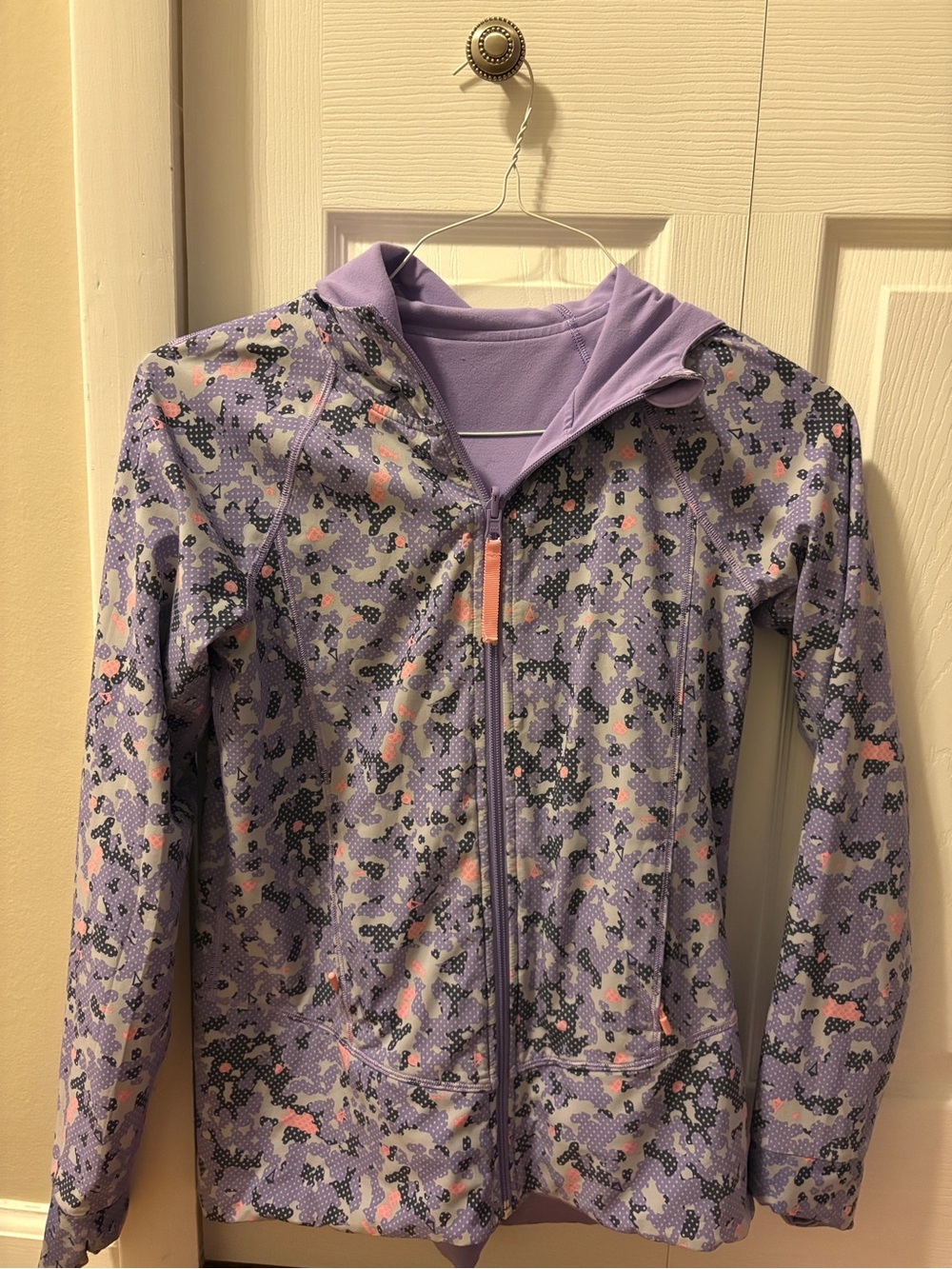 Ivivva Girls' Lavender Camo Hooded Swim Jacket